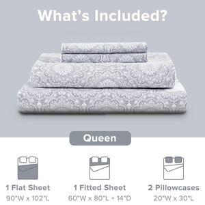 100% Luxury Soft Cotton - Patterned Queen Sheet Set in Gray